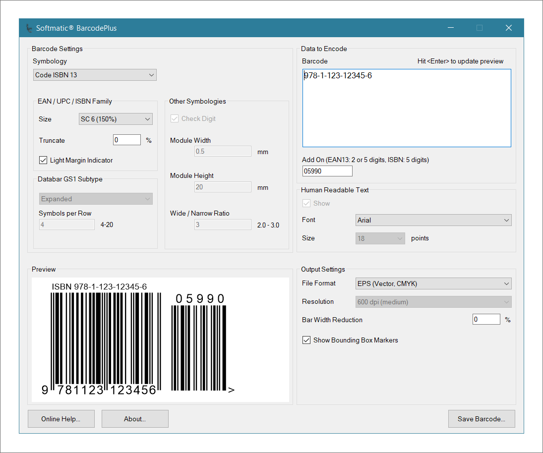Screenshot of Softmatic Barcode Software